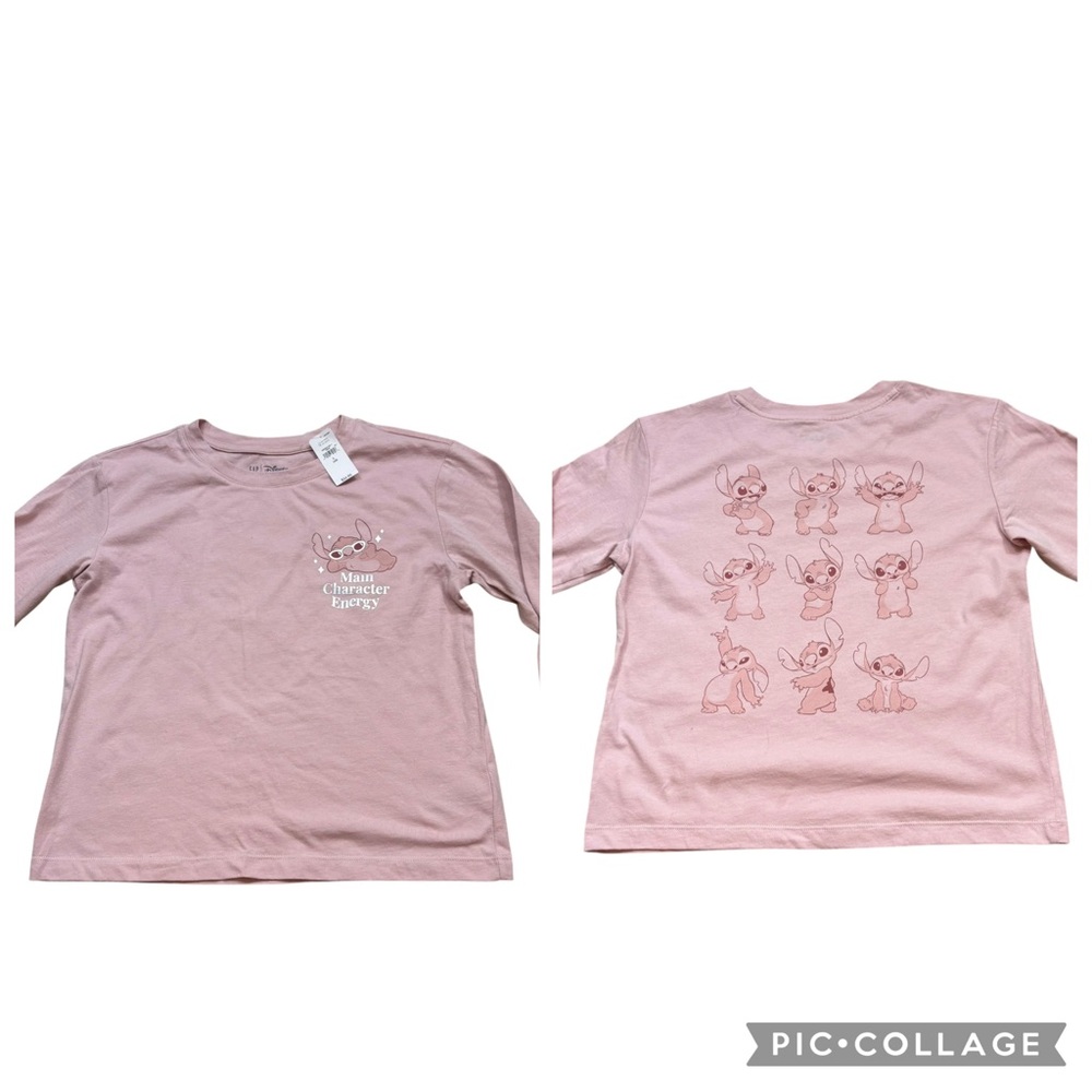 Bed new with Tags Gap Kids Disney Stitch Pink Long Sleeve T-Shirt Size 10 Large